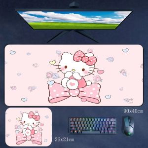 Sanrio | Vintage Fashion Brown Pink Series Hello Kitty Printed Mouse Pad Large Size Non-Slip Rubber Mouse Pad Office Oversized Table Mat