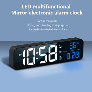 LED Digital Alarm Clock Temperature Date Display Snooze USB Desktop Strip Mirror LED Clocks for Living Room Decoration