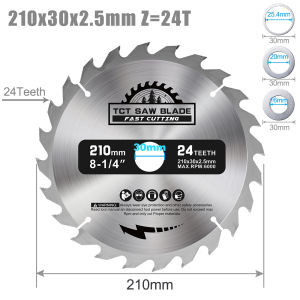 CMCP 1Pc Carbide Wood Saw Blade 210mm 24T 48T 60T 80T TCT Circular Saw Blade Woodworking Disc for Multi-function Power Tool