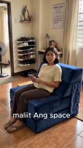 Foldable Lazy Sofa Bed Single Corduroy Floor Sofa Chair Frameless Lounge Couch for Bedroom Balcony Condo.