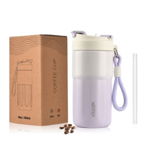WATERSY 400ml/550ml Coffee Tumbler with Lid 316 Insulated Thermos Mug Leakproof 2-in-1 Straw Lid Double Wall Vacuum Flask