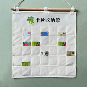 Multi-Layer Cotton Linen Wall Hanging Card Holder Storage Bag for Business Cards Credit Cards Utility Cards And Room Cards