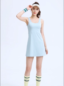 🌕Blacksheep Woman Sports Tennis Pickleball Dress No Sleeve Fixed Bra Pad Safety Pants Breathable Stretchable Quick Dry