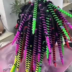20Pcs Set Heatless Curls Mixed Color Spiral Hair Styling Tools Random Curling Rods for Cold Perming Suitable for Hair Salons