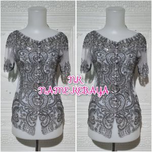 atasan kebaya pesta kebaya kerah sabrina lengan pendek + longtorso