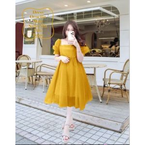 Dress Midi Wanita Terbaru Korean Style dress Puffy Ornellie Matt Satin Velvet Mix Tille Polos Model fashion viral kekinian Dress Pesta Natal Good Quality Premium
