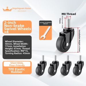 FANGXIANSHENG | Black Threaded Rod M8 Swivel Wheel With Ball Bearing