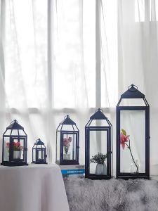 Viocky European glass cover wedding candle floor lamp decoration table hotel courtyard decoration windproof candlestick