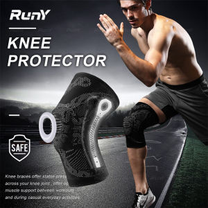 RunY 1Pcs Elastic Silicone Gel Pad Knee Support Brace Kneepad Protection Knee Sleeve for Sport black