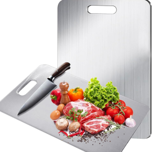 Thớt Cắt Hai Mặt Bằng Titan Cấp Thực Phẩm Dùng Cho Thịt Và Hoa Quả Hình Chữ Nhật Chất Liệu Thép Không Gỉ