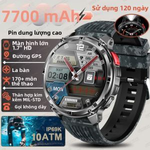 GUHUAVMI | Đồng Hồ Thông Minh Quân Sự Ultra 1100mAh GPS 10ATM Chống Nước Màn Hình AMOLED HD Cuộc Gọi HD La Bàn Thể Thao Ngoài Trời Theo Dõi Sức Khỏe Dành Cho Nam Giới