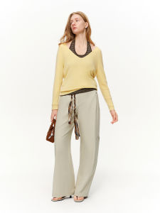 DUSHU | Layered Beauty Halter V-Neck Real Two-Piece Knit Set