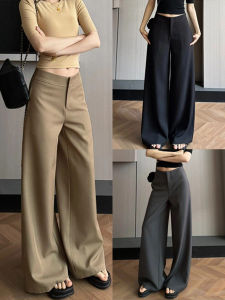 YAYANGREN | Vintage Style Khaki Wide Leg Pants for Curvy Women
