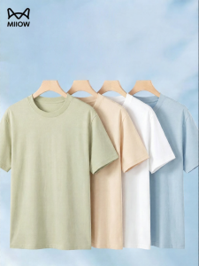 MiiOW | Áo Thun Cổ Tròn Cotton Trắng Chống Khuẩn