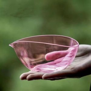 Thickened Japanese Style Boat Shaped Public Cup Transparent Heat Resistant Glass Tea Ceremony Accessory Modern Simple Handmade