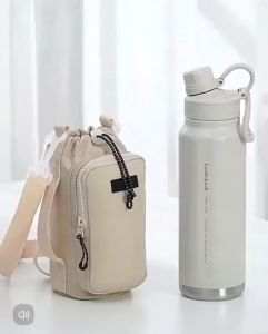 OHHDEER Portable Water Bottle Carrier Bag Travel Small Crossbody Shoulder Pocket Bag Water Bottle Holder Pouch