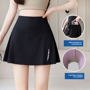 MiiOW | Ice Silk Yoga Skort High Waist Sport Bottom Shark Shorts Women Summer Outdoor Wear Anti-Light A-Line Tennis Skirt