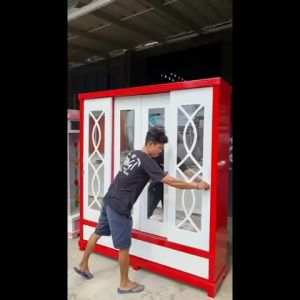 (Free Ongkir) Lemari Baju 4 Pintu Sleding / Lemari Pakaian 4 Pintu