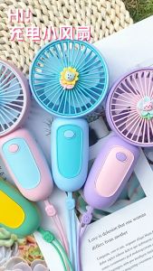 พร้อมส่งในไทย พัดลมแบบถือมินิพกพาUSB ทูโทนลายการ์ตูน ลมแรง