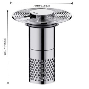 Universal Valve Floor Drain Bathroom Washbasin Drain Hair Catcher Auto Sensing Strainer Basket Hair Stopper for Bathroom Sink