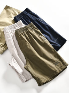 กางเกงขาสั้นทรงหลวมลำลองผ้าฝ้ายแท้สำหรับผู้ชายในช่วงฤดูร้อน กางเกงขาสั้นทรงตรงเอวยางยืดสบายๆ ระบายอากาศได้ดี ทรงพอดีตัว