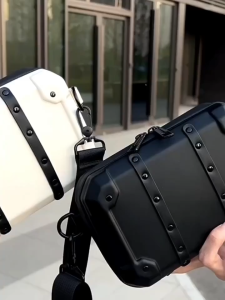 ESSENTIALS mens bag versatile PU box bag one shoulder crossbody fashionable small square chest