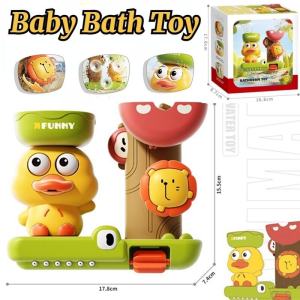Baby Bath Toys with Sucker Rotating Water Wheels Toy Cartoon Duck Shower Toy Swimming Bathtub Toy