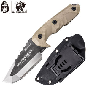 HX OUTDOORS Military Knife Mercenaries Tactical Knife 23CM 265g ความแข็งสูง 58HRC เหล็ก D2 ด้ามจับ G10 Knife Sheath มีดพกกองกำลังพิเศษ อุปกรณ์แคมปิ้ง