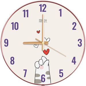 2025 New Home Living Room Silent Restaurant Creative Clock Wall Hanging Clock Small Fresh round Shape Wood Material Battery Powered