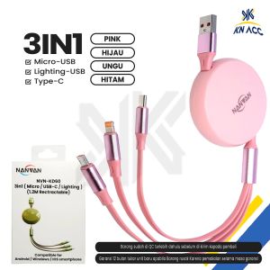 NANVAN NVN-KD60: Kabel Data Charger Super Fast Charging 3IN1 untuk iPhone & Smartphone Lainnya