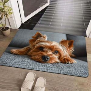 VIKAMA Yorkshire Terrier Dog Door Mat Insulated Warm Non-Slip Entrance Hallway Doormat Bathroom Rug Home Decor