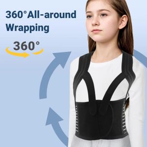 Back Posture Corrector for Kids and Teens Adjustable Upper Back Brace Clavicle Support Brace with Soft Shoulder Pads and Belts