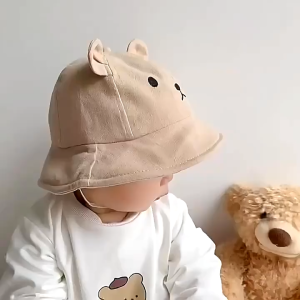 Children Sun Hat Fisherman Bear Ears Cotton Mesh Outdoor Sunshade Summer Beach Baby Boy Girl Sunscreen Hat Topi Bayi