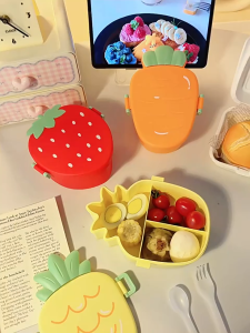 Fruit-shaped compartmented cute cartoon lunch box - portable lunch box for students and office workers