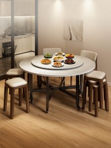 ZHUSHANXIA | Foldable Movable Dining Table with Turntable