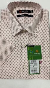 Sơ Mi Họa Tiết Tay Ngắn Màu Trắng - Đỏ Form Tailor Fit Chống Nhăn Lai Ngang - Áo Nam Khatoco