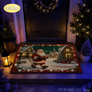 VIKAMA Red and Black Checkered Santa Claus Doormat Soft Non-Slip Indoor/Outdoor Entryway Rug and Bathroom Mat Home Decor