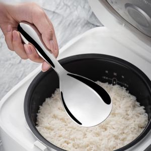 Non-stick Rice Spoon Rice Serving Scooper Stainless Steel Large Spoon Serving Utensils Metal Spoons