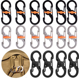 5/10PCS Locking Anti-Theft Carabiner Aluminum Alloy S-Type Key Chain Hook Outdoor Camping Hiking Backpack Buckle Tool