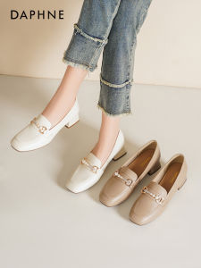 Daphne Womens Loafers 2025 New Spring Commuter Chunky Heel Versatile Leather Shoes Elegant Fashion Single Shoes for Ladies