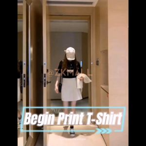Baju Lengan Pendek Korean Fashion Women T-Shirt Begin Print Short Sleeve Shirt Casual Top Summer Blouse Baju Viral Murah Ready Stock 216640 - ZK MALL