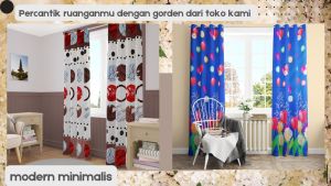 Gorden Jendela/Pintu Elegan Smokring Katun Free Tali&hook TINGGI 225CM LP