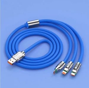 3-in-1 High-Performance USB Charging Cable with Zinc Alloy 120w 6A