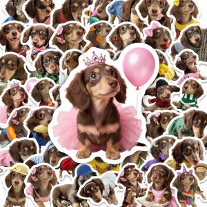 50 Pcs HD Cute Dachshund Stickers Funny Dog Shape Waterproof Decorate File Folder Phone Skate Helmet Car Motorcycle Decals