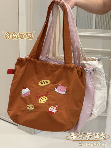 Korean Style Large Capacity Canvas Tote Bag Casual Shoulder Handbag for Women Travel Shopping Bag Soft Polyester Material