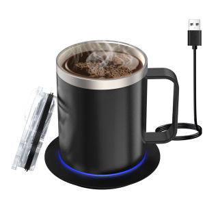 12oz Tự Làm Nóng Cốc Cà Phê USB Điện Thông Minh Làm Nóng Cốc Du Lịch 2 Lớp Thép Không Gỉ Cấp Thực Phẩm Cốc Giữ Ấm 131-149 ℉