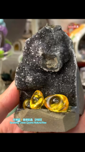 ship from Johor✨闪晶深美墨绿 🔝 绿眼边带一颗紫晶爆花🌸Natural Raw Sparkling Quartz Forest Green🌳