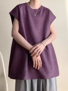 Purple Deer Skin Velvet Vest Mens Summer American Style Heavyweight Sleeveless Basketball Fitness Sport Tank Top T-Shirt