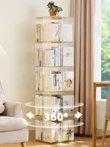 Rotate Bookshelf Boycase Shelf Floor For Home Kids Library Living Room Multi-Layer Locker Simple Solid Wood