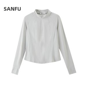 SANFU | Summer Patchwork Stand Collar Jacket Thin Lightweight Slim Fit Top